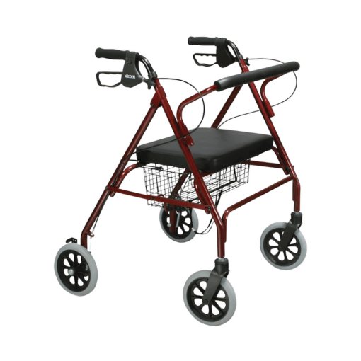 Πτυσσόμενος Περιπατητήρας Rollator Αλουμινίου Μπορντό | Ασφάλεια & Άνεση στη Μετακίνηση