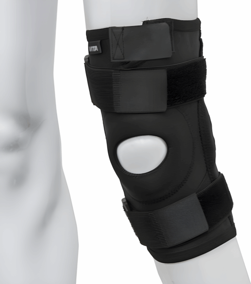 Vita Orthopaedics 06-2-073 | Επιγονατίδα με Οπή & Πλευρικές Μπανέλες Μαύρη για Στήριξη και Σταθερότητα